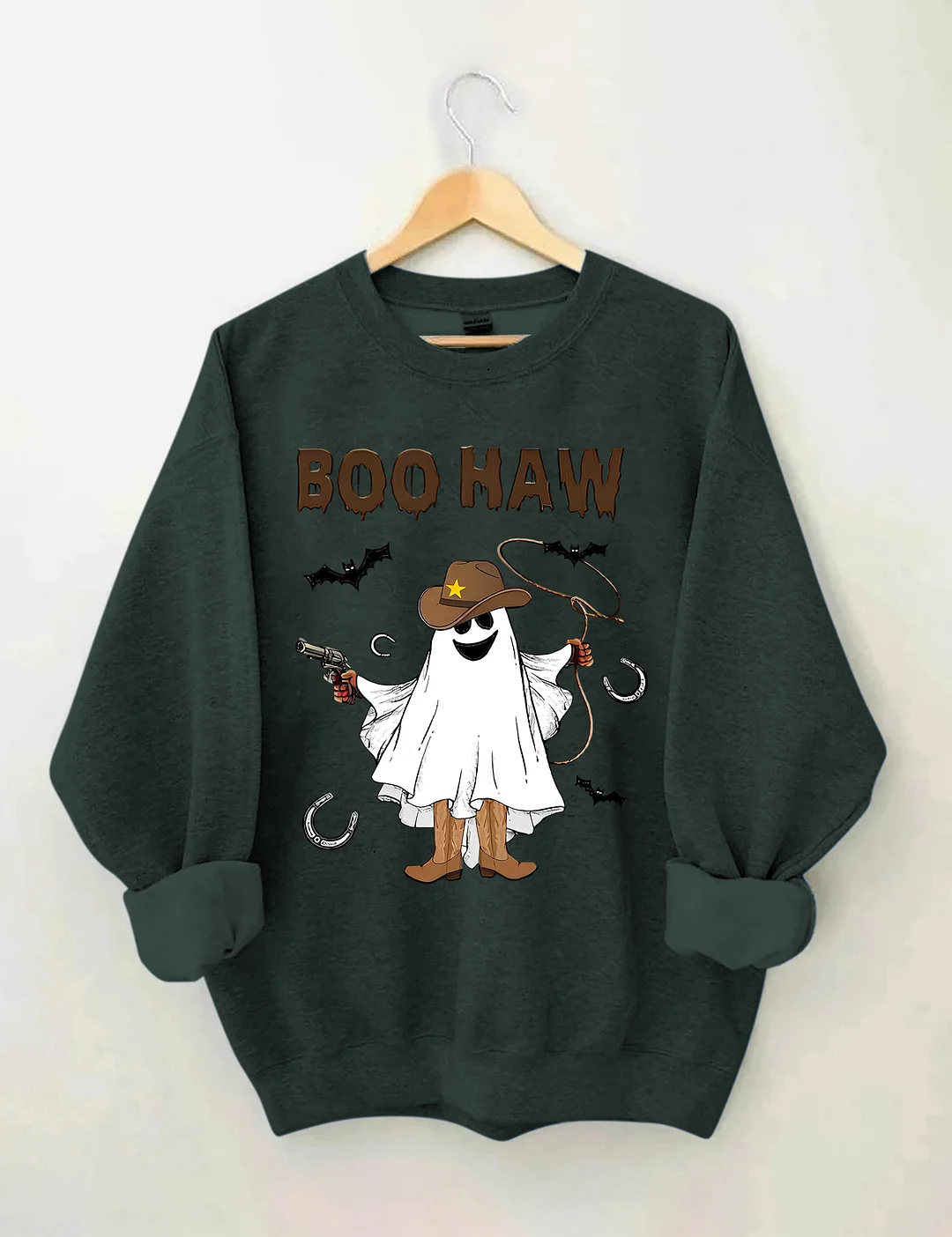 Halloween BOO Haw Western Cowboy Ghost Sweatshirt