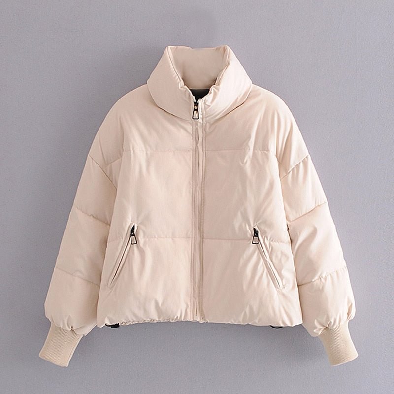 Aachoae 2021 Solid Color Fashion Winter Parka Women Long Sleeve Zipper Thick Warm Parkas Coat Casual Down Jacket With Pockets