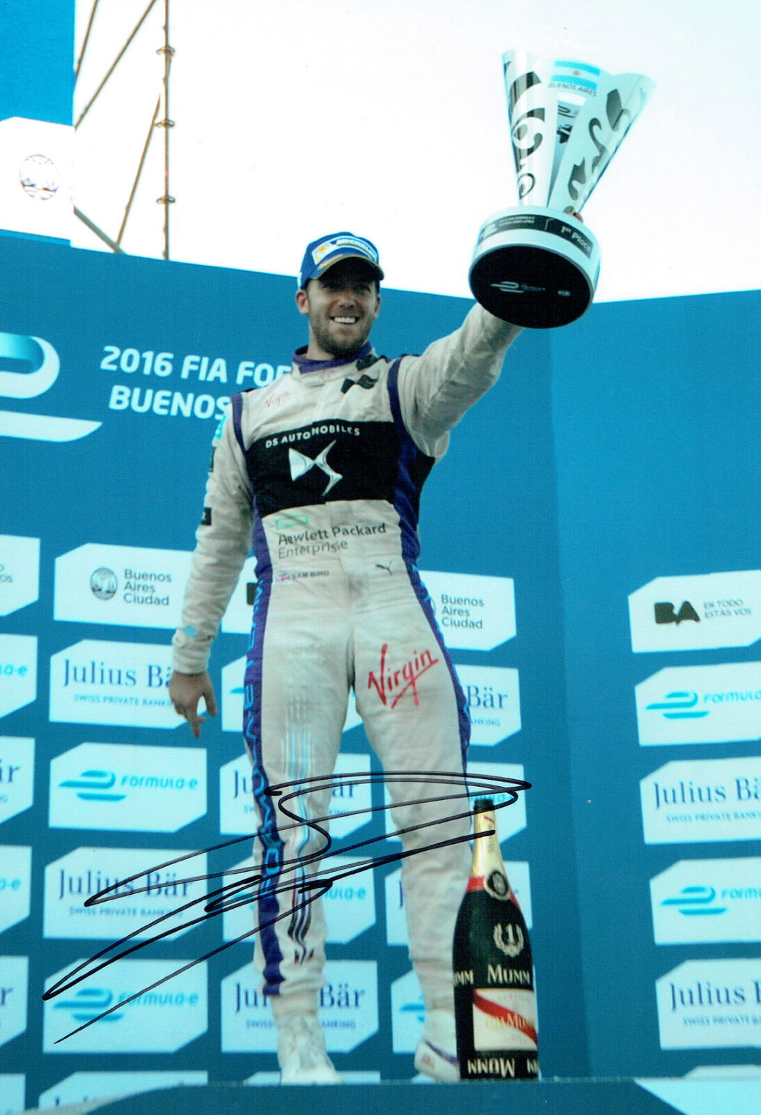 Sam BIRD SIGNED 12x8 Photo Poster painting AFTAL Autograph COA Formula E Virgin Racing Driver