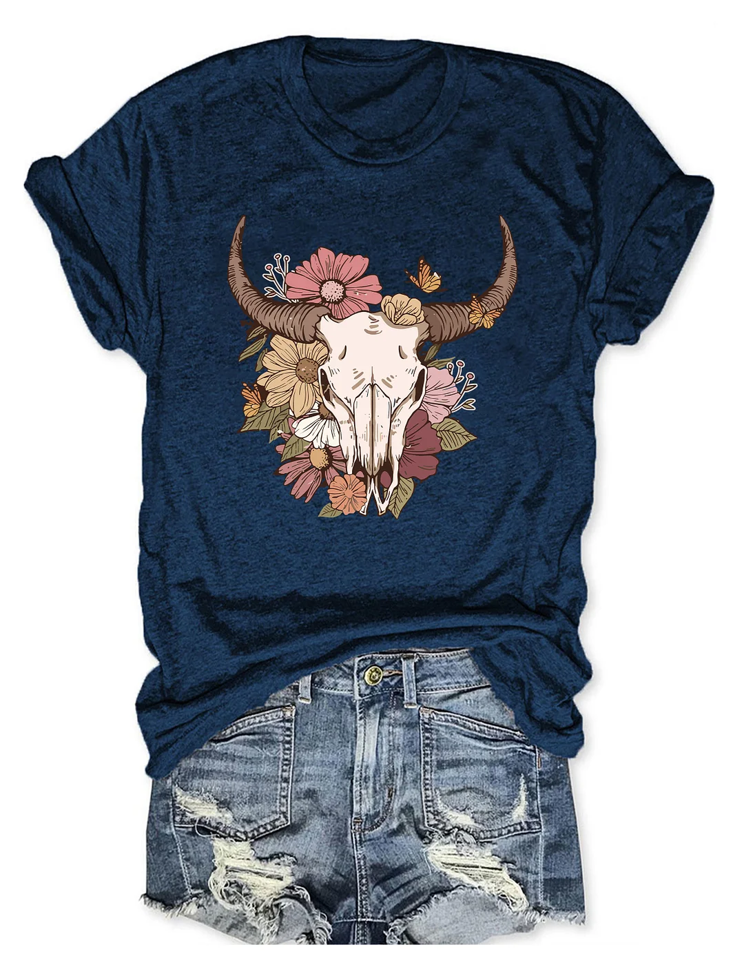 Boho Cow Skull T-shirt