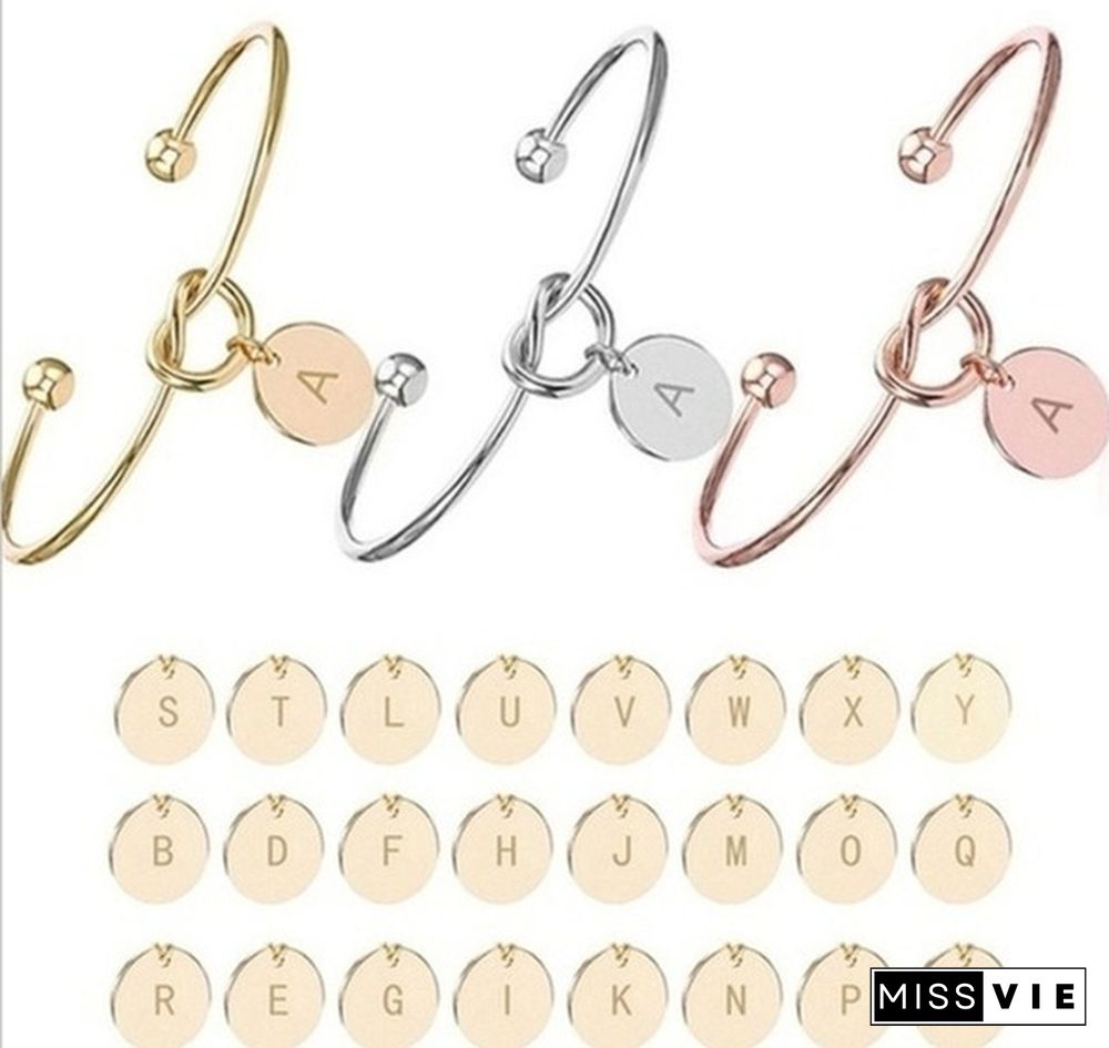 New European and American Fashion Band 26 Letter Knot Bracelet Personalized Initial Heart-shaped Bracelet Monogram Bridesmaid Gift Bracelet