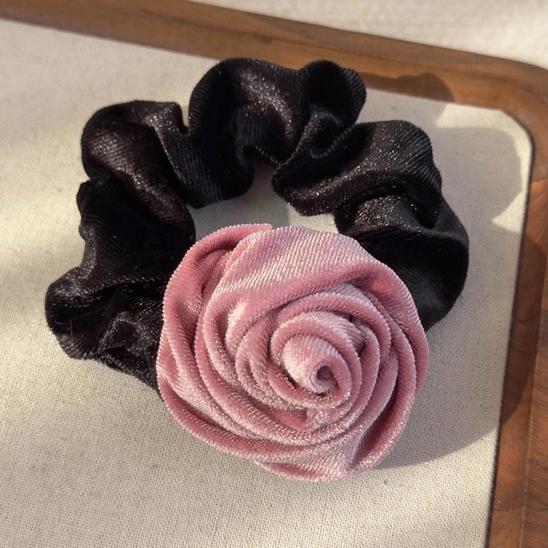 Elegant Romantic Artistic Women’s Rose Cloth Flannel Hair Tie