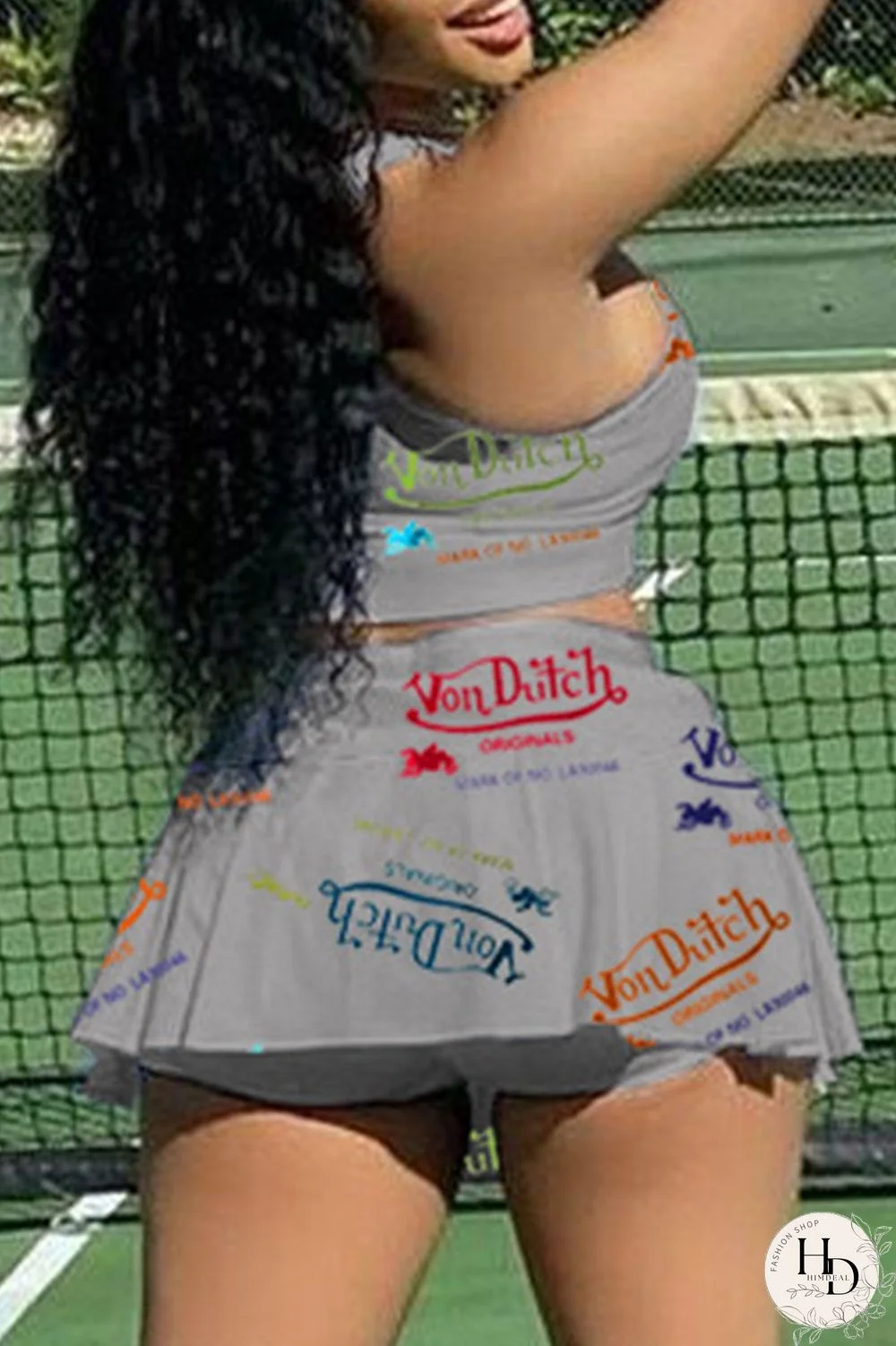 White Casual Letter Print Patchwork U Neck Sleeveless Two Pieces