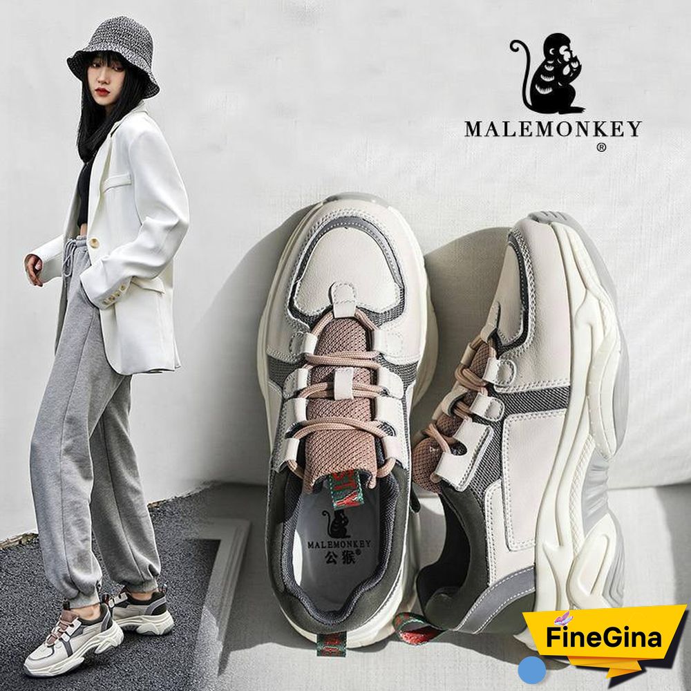 Fashion Sport Casual Sneakers Women Spring Autumn Leather Breathable Comfortable Sneaker Platform Shoes Women Black