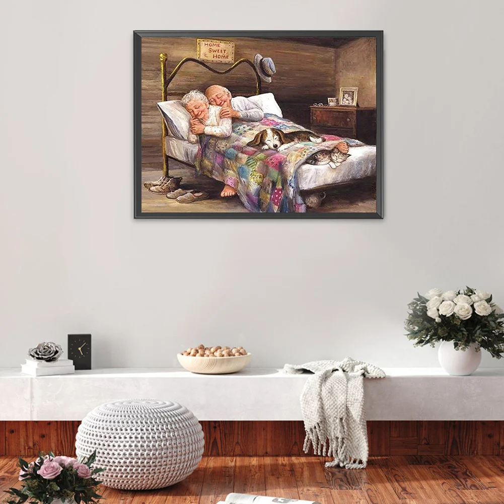Diamond Painting - Full Round Drill - Old Couple(50*40cm)