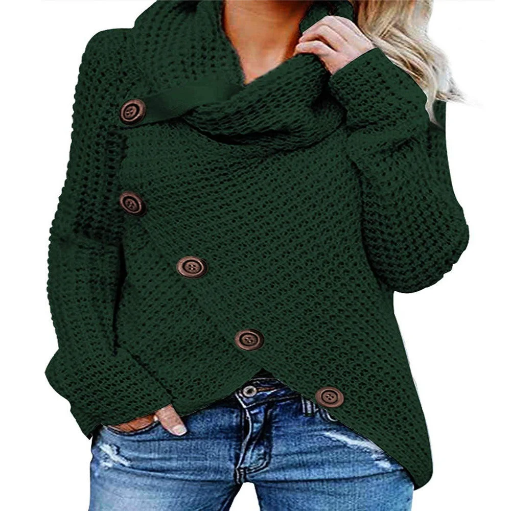 Uveng Turtleneck Loose Solid Color Women's Sweater Long Sleeve Pullover