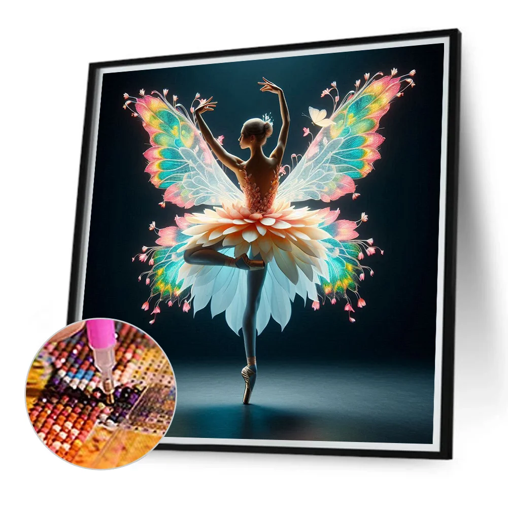 Diamond Painting - Full Round Drill - Butterfly Dancing Beauty(Canvas|40*40cm)