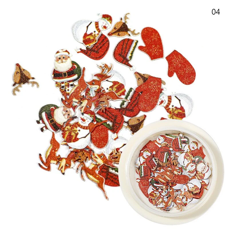 3D Christmas Series Wood Pulp Piece Nail Art Decoration Accessories Manicure Snowflake Snowman Shape Manicure Art Decal