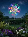 Solar Rainbow Pinwheel Garden Light with LED Solar Lights Solared Powered Wind Spinner Stake Waterproof Decorative Wind Spinner Lawn Lights for Lawn Patio Walkway Flower Bed