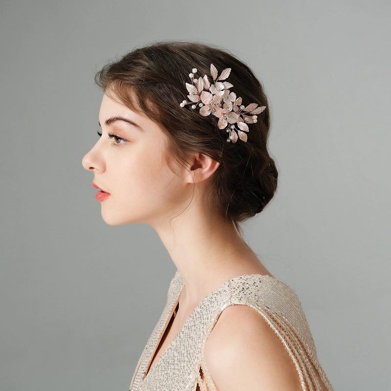 Elegant Bridal Women’s Flower Alloy Diamond Insert Comb
