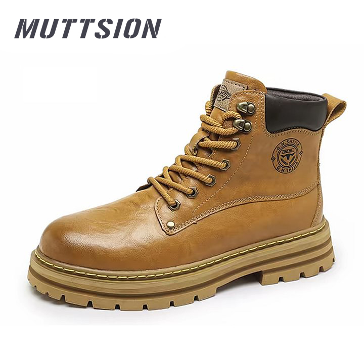 MUTTSION Leather High-top Non-slip Vintage Outdoor Workwear Hiking Shoes MUTTSION.COM MUTTSION