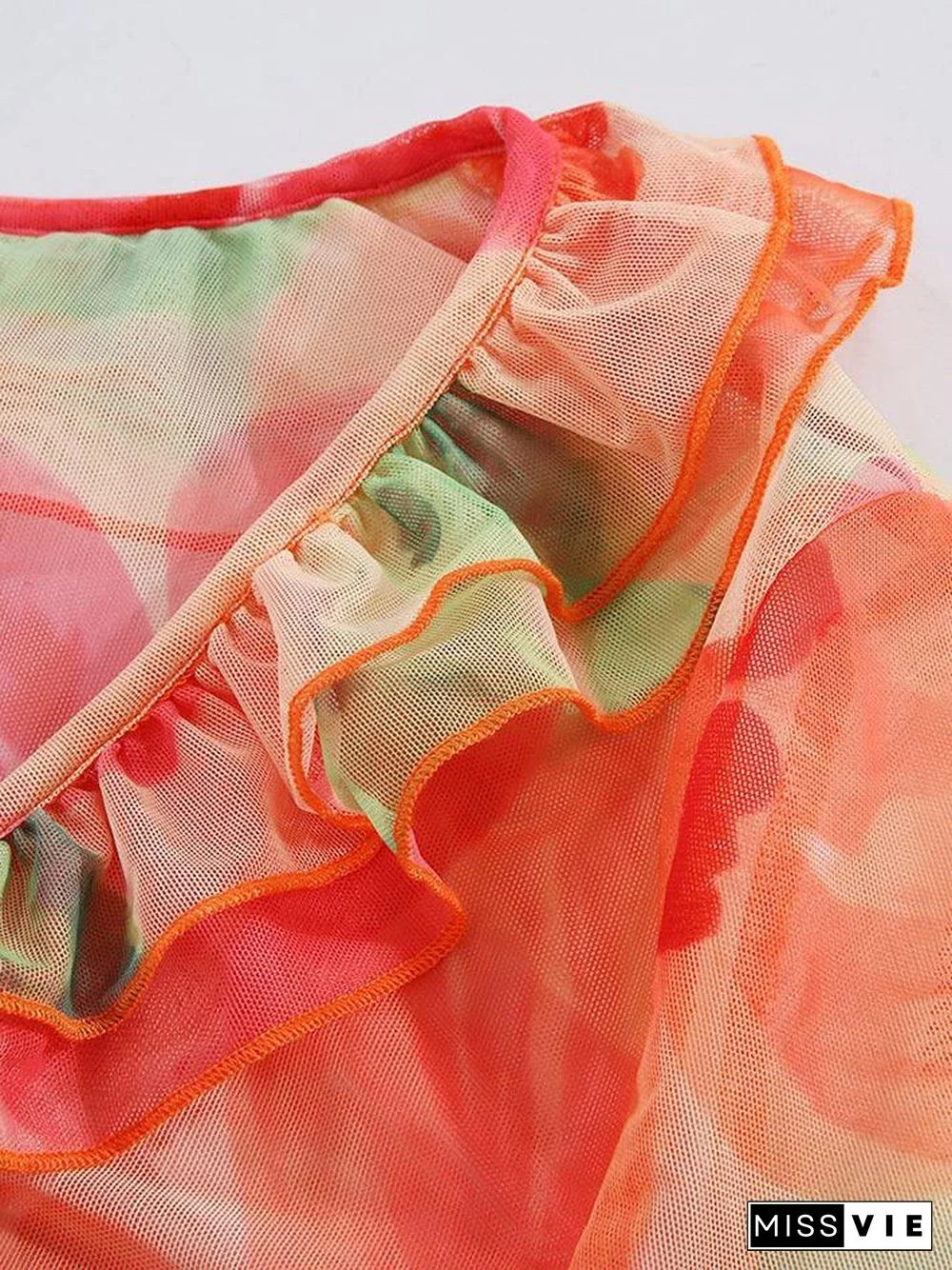 Plunge V Neck Chiffon Blouse