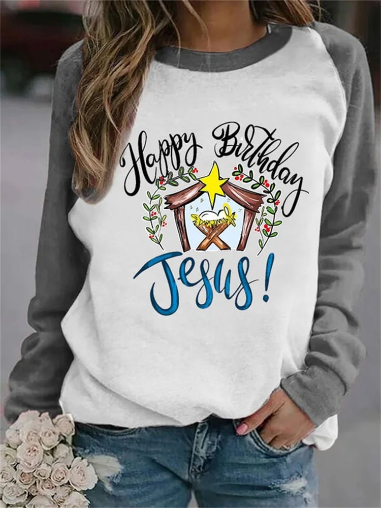 Fashion Colorblock Print Long Sleeve Sweatshirt