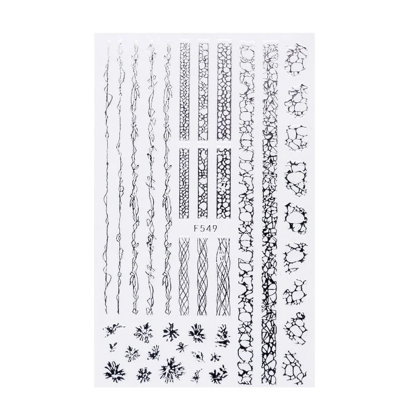 1PC Gold Sliver Striping Tape 3D Nail Stickers Geometry Lines Slider For Nails Gel Polish Decals For Manicures DIY Decoration-Nail Inspo