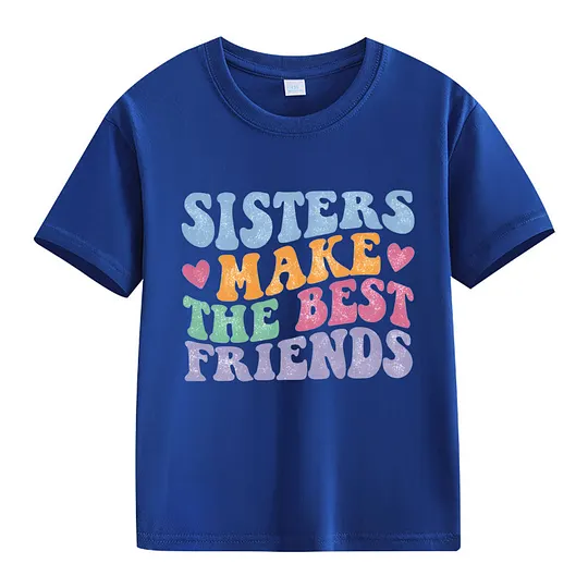 【2Y-13Y】"Sisters Make The Best Friends" Retro Kids' T-Shirt