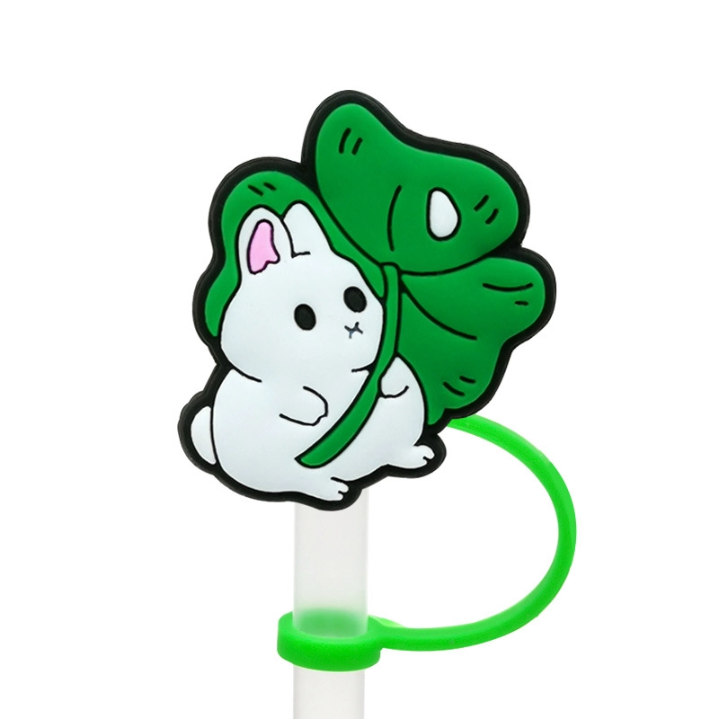 10 Pieces Cute Cartoon Silica Gel Straw Decorative Cap 1 Piece