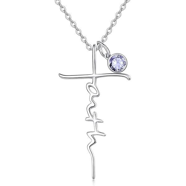 Cross Faith Birthstone Necklace