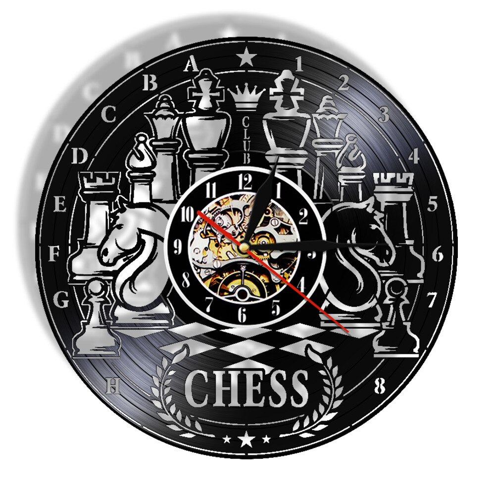 

Chessboard Pieces - Vinyl Record Wall Clock - Without LED, 501 Original
