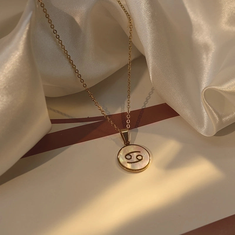 Stainless Steel 18K Gold Plated Basic Plating Constellation Shell Pendant Necklace