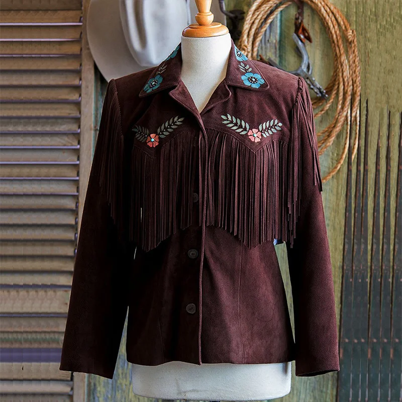 Western Style Fringed Long-Sleeved Jacket