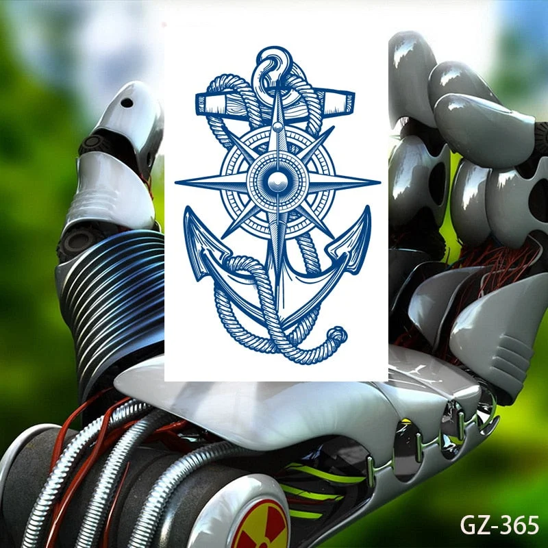 Temporary Waterproof Tattoos Stickers Navigator Compass Totem Flower Juice Ink Men Women Girl Chest Arm Fake Tatoo Drop Shipping