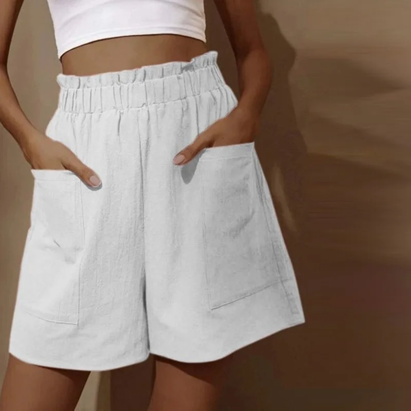 Solid Color Loose Cotton Linen Shorts