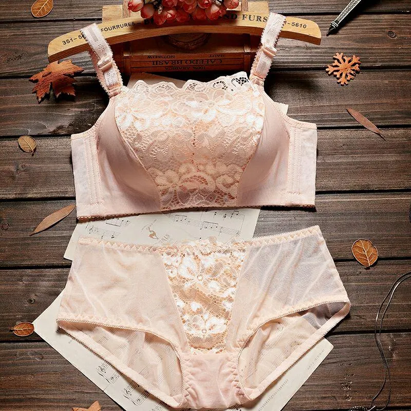 Adjustable Push Up Bra Set Lace Bra Small Chest Thin Underwear ZO918