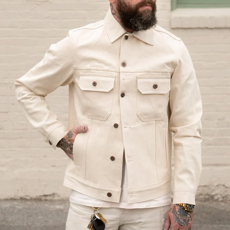 Classic Denim 14oz Beige Trim Truck Casual Jacket