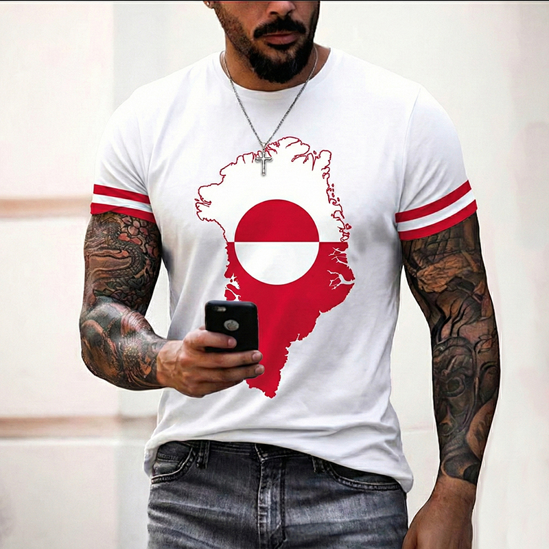 Men's Greenland Map Pattern  Casual T-shirt artswardrobe