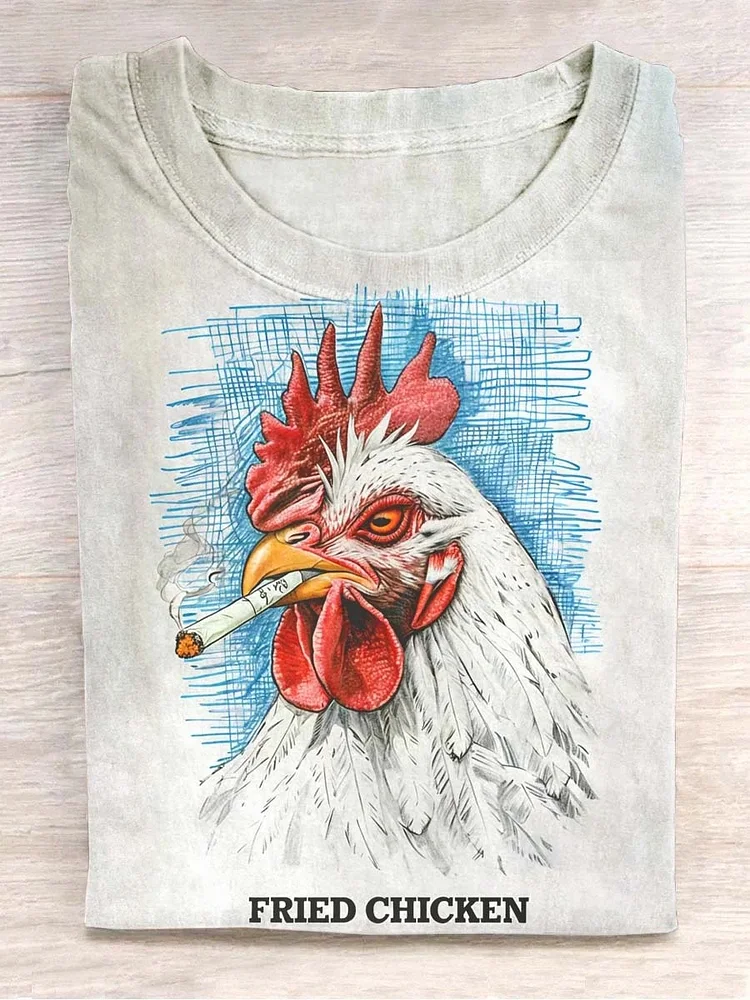 Teecade Teecade Unisex Fried Chicken Print T-shirt