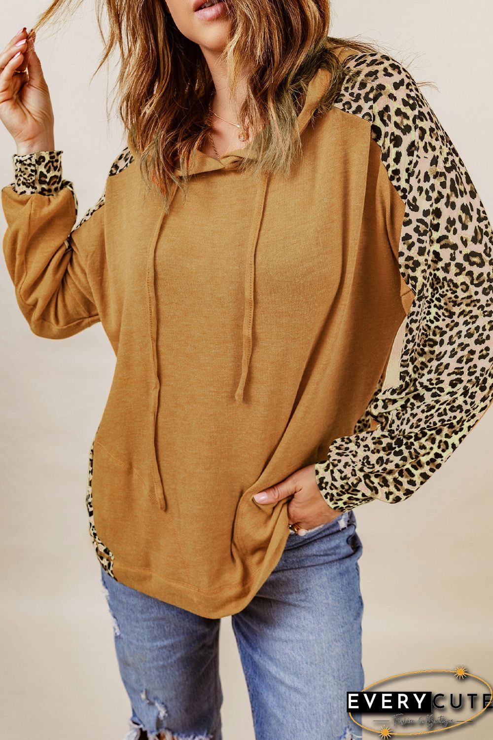 Leopard Patchwork Pullover Hoodie