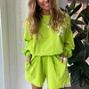 Women's Printed Loose Long Sleeve Shorts Fashion Casual Sweater 2 Piece Set