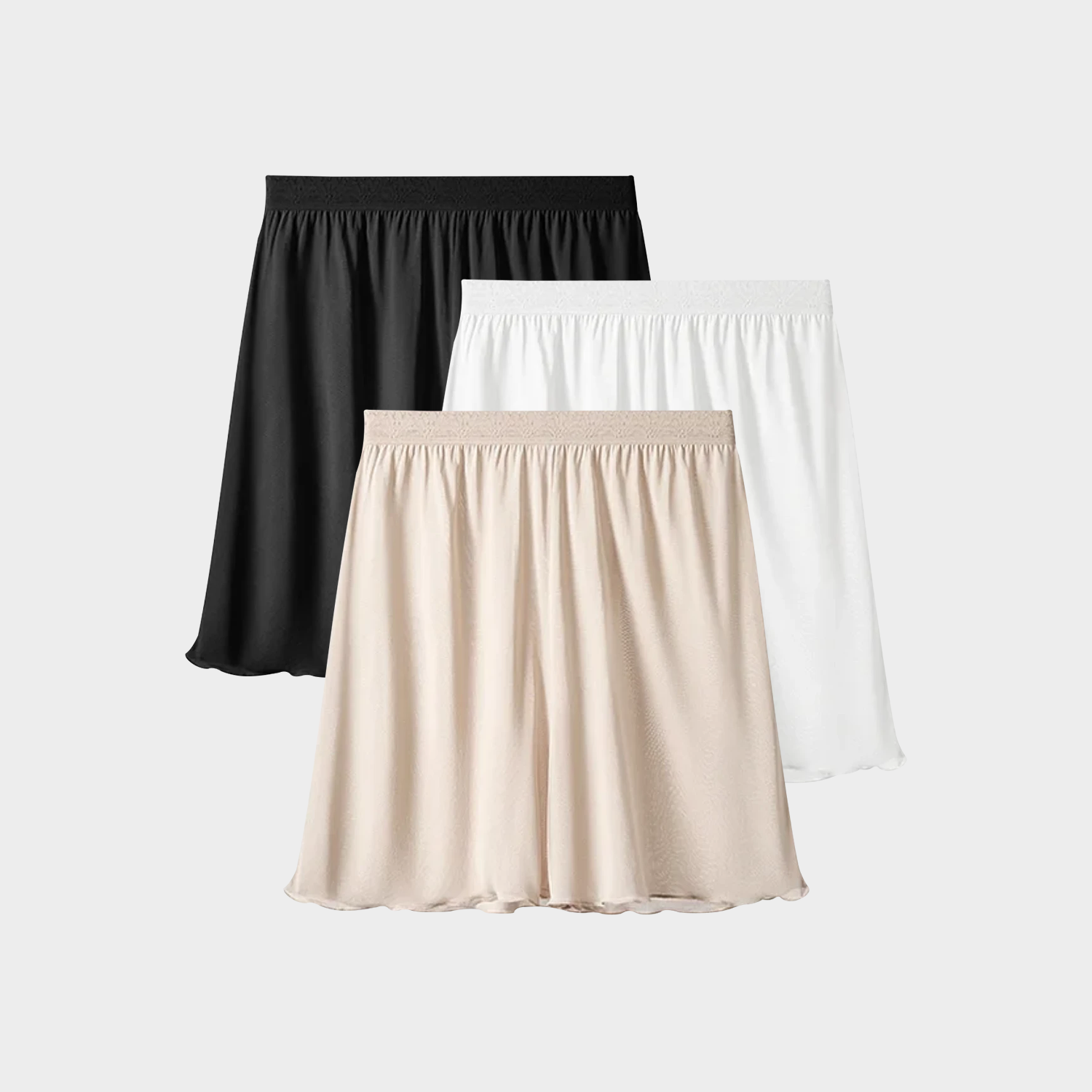 Women's 100 Silk Slip Shorts Panties Ruffle Leg Openings 3-Pack REAL SILK LIFE