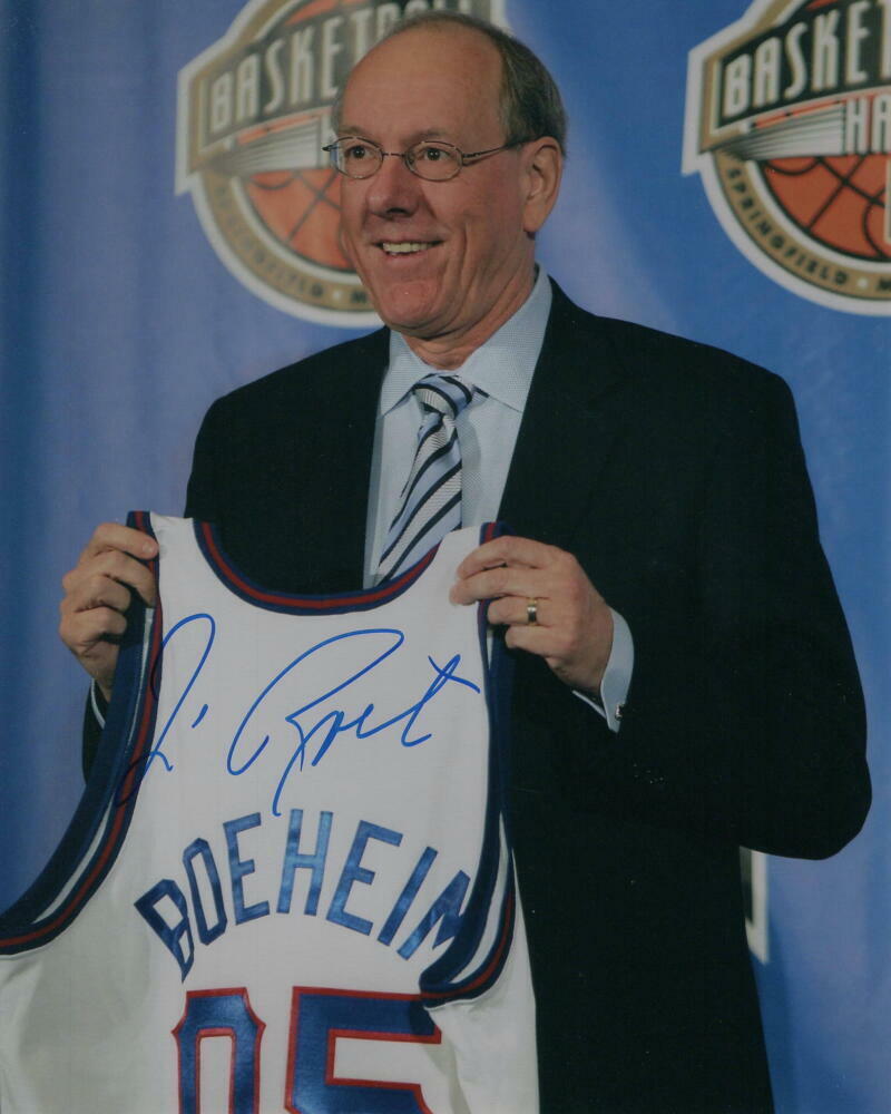 JIM BOEHEIM SIGNED AUTOGRAPH 8x10 Photo Poster painting - SYRACUSE ORANGE HALL OF FAME COACH