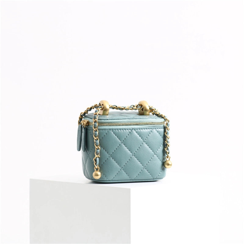 Genuine Leather Women’s Bag Spring New Arrival Sheepskin High-Grade Rhombic Mouth Red Bag Cosmetic Bag