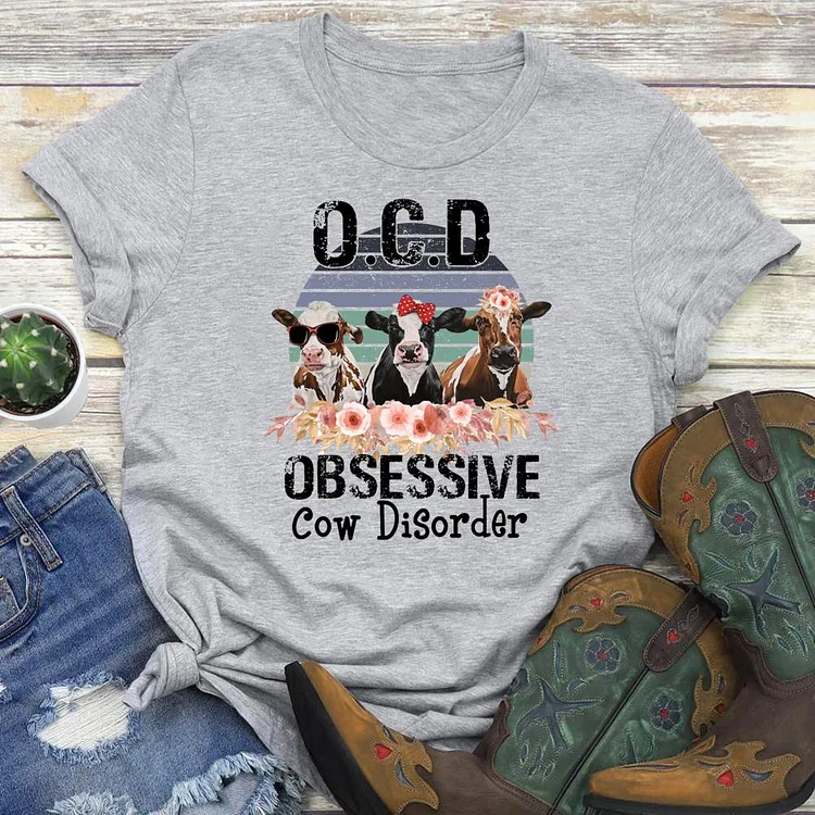 Obsessive Cow Disorder Round Neck T-shirt