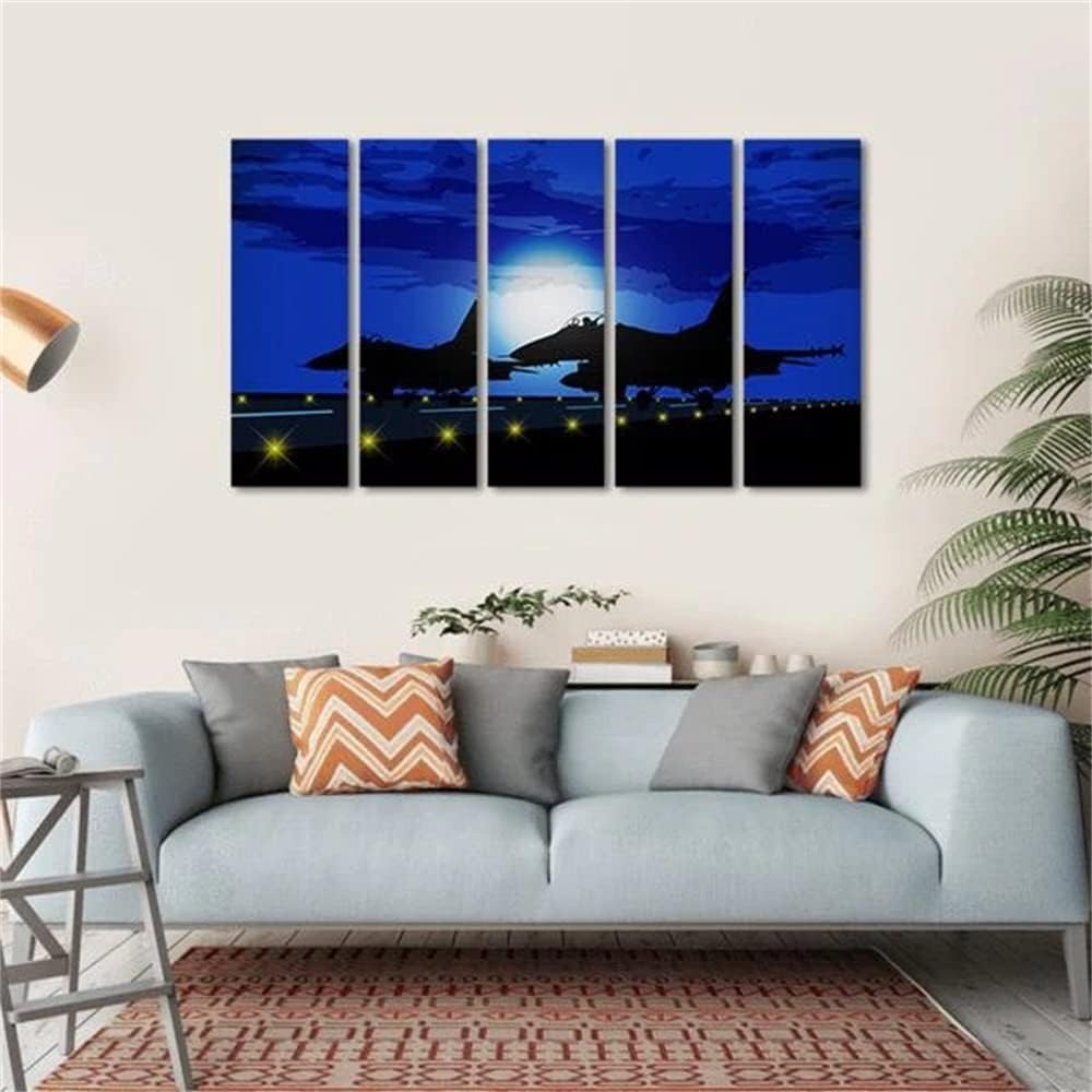 akia Wall Art For Living Room Wall Decor For Bedroom Poster Silhouettes of Military Planes Paintings Prints Artwork Bathroom Decorations Canvas Prints Hang Pictures Office Home Decor Works 42&#034;L x 24&#034;W 132x75cm