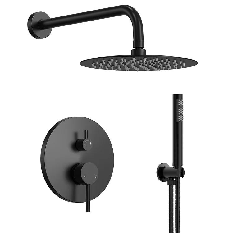 EVERSTEIN 10" High-Pressure Rainfall Shower System in Matte Black