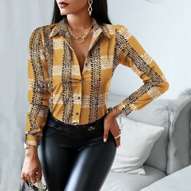 Long Sleeve Elegant Patchwork Slim Blouse