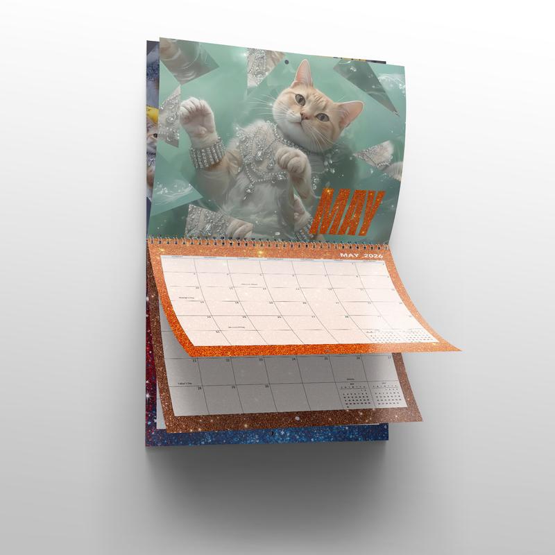 Cat 2026 Wall Calendar - Funny Meme Music Album Cover Calendar, Unique Christmas Gift for Fan Family Friends, Music Lover Wall Calendar Gifts