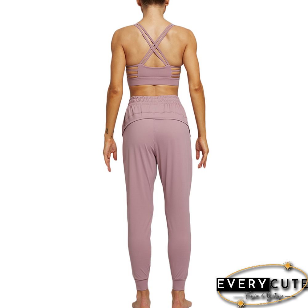 Light Purple Casual Skinny Pants With Pockets