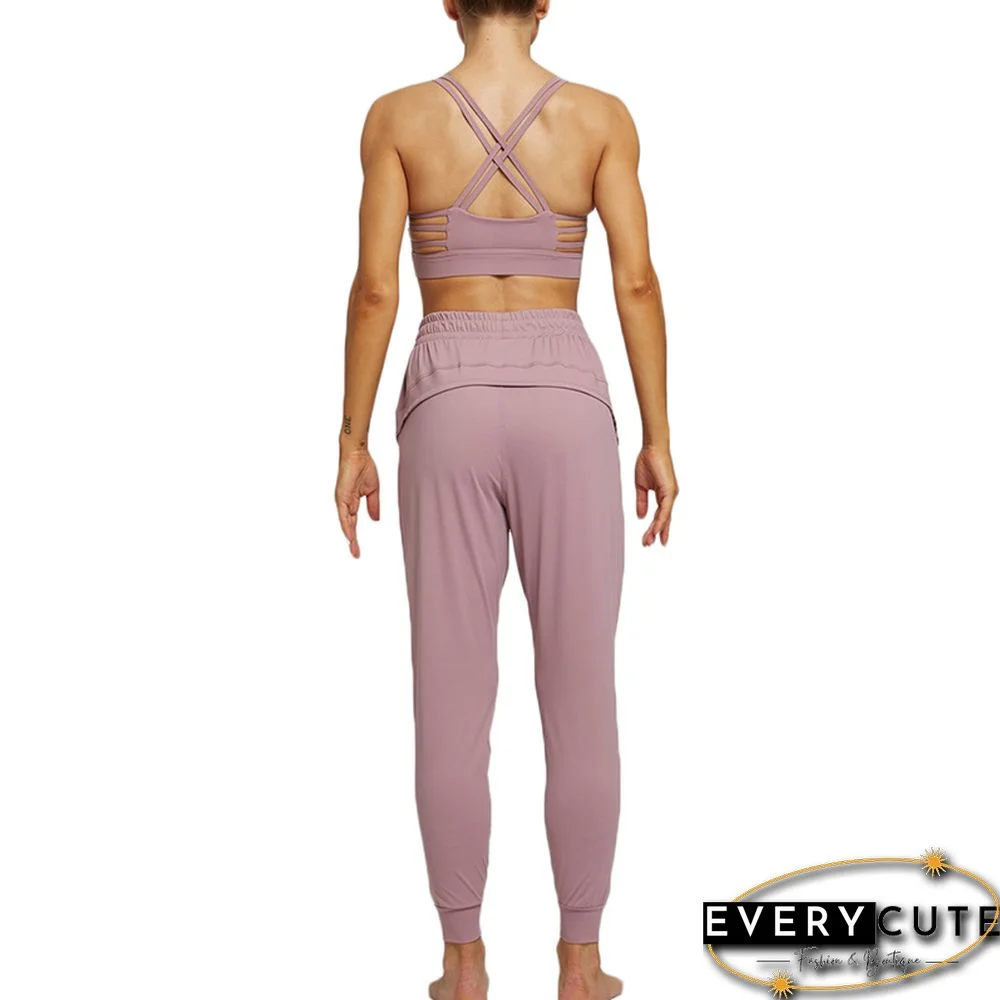 Light Purple Casual Skinny Pants With Pockets