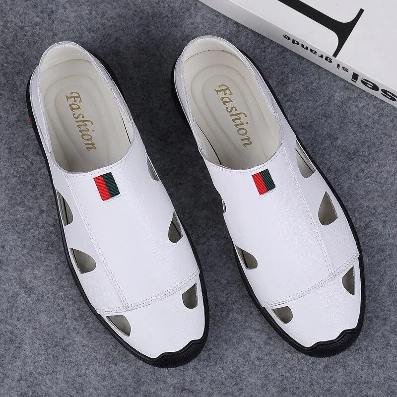 Nine o'clock Quality Men Casual Loafers Summer Leather Sandals Fashion Soft Comfortable Shoes 2021 New Slip-on Wear-resisting