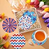 (US Local)8Pcs Wooden Red and Blue Pattern Diamond Art Coasters for Adults Beginners