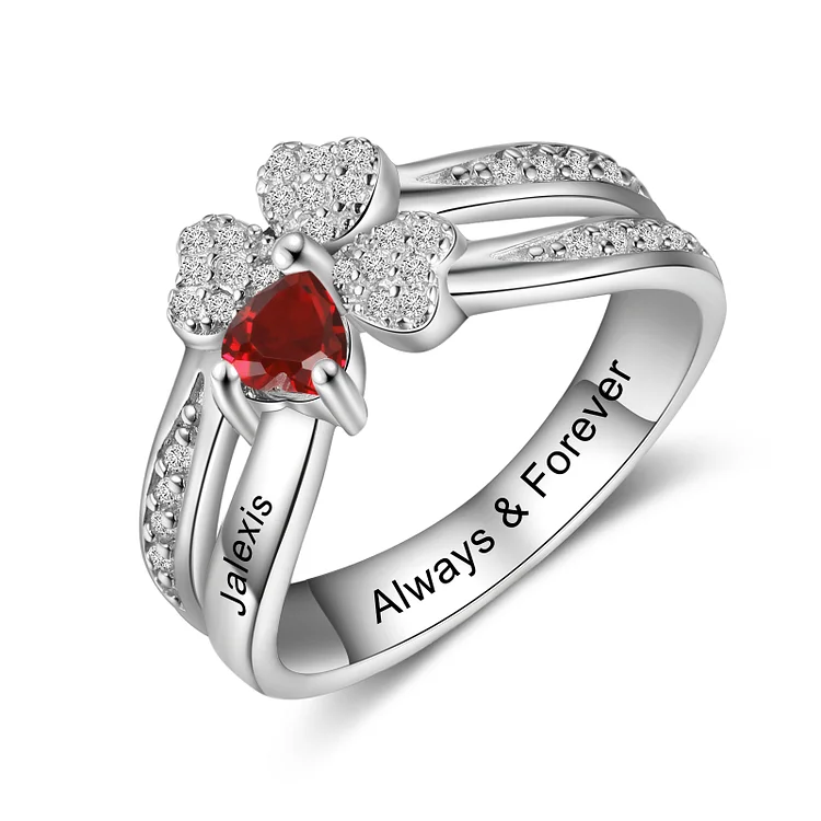 Heart Birthstone Ring Custom 1 Name Promise Ring for Her