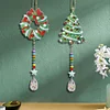 2pcs/set DIY Diamond Drawing Suncatcher Hanging Ornament Kit (Wreath Xmas Tree)