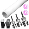 Pipe Threader Set with Sealing Tape& Gloves Internal & External Pipe Threading Tool for 1/2 & 3/4 & 1in PVC/Plastic Water Pipe Repair