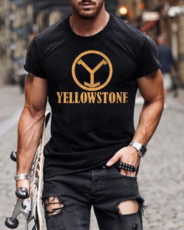 Men's Yellowstone Casual Print Slim Fit Short Sleeve T-Shirt