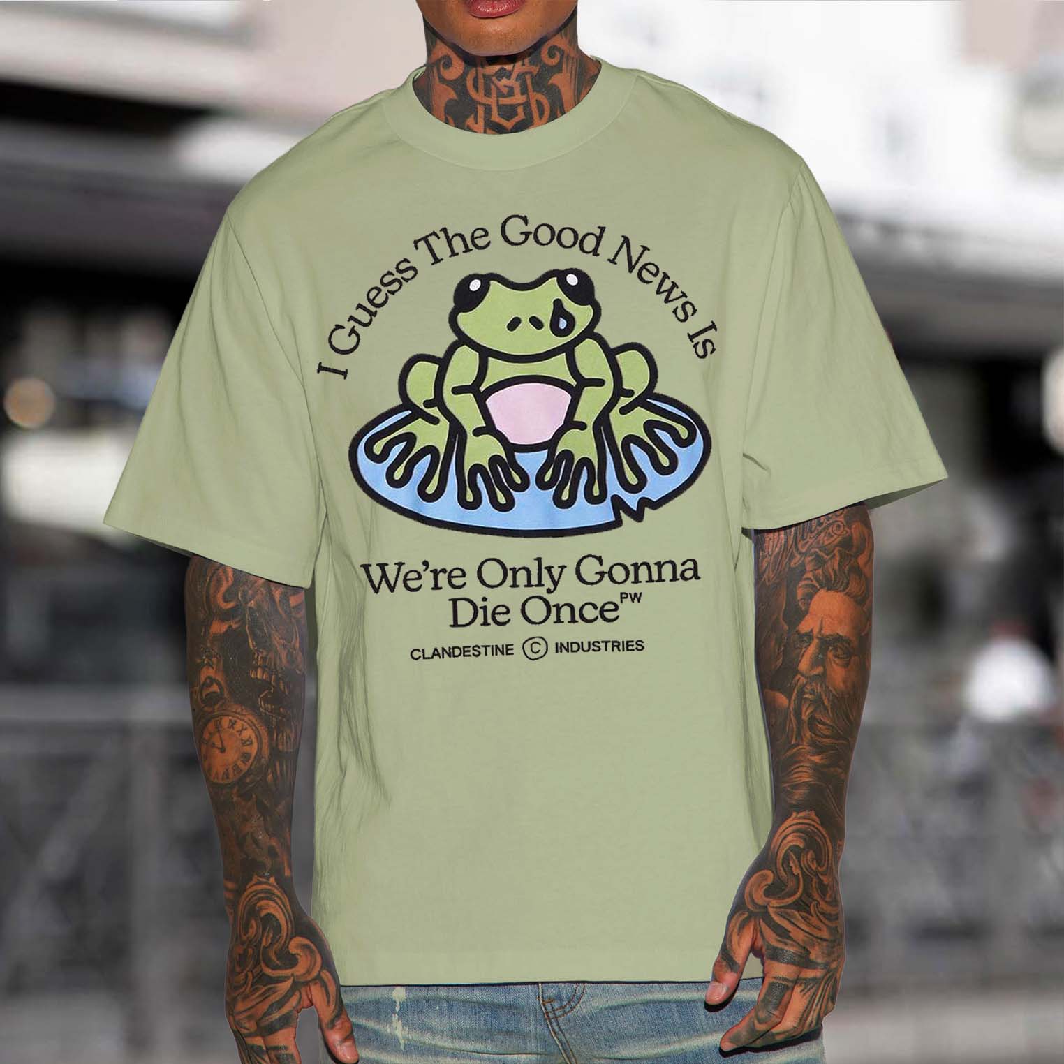 Men's Oversize T-Shirt Vintage I Guess The Good News Is We're Only Gonna Die Once Anime Short Sleeve Casual Tee