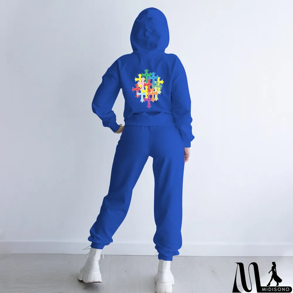 MidiSono - Plus Size Hooded Long Sleeve 2 Piece Pants Sets